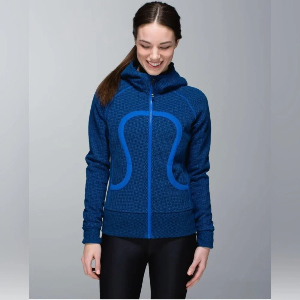 Lululemon Scuba Hoodie Double Diamond Baroque Blue Size 6 Preloved Condition